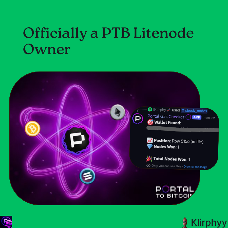 This is cool, I finally own a <a href="/PortaltoBitcoin/">Portal</a> Litenode.

Just saw the final leaderboard for those who were able to test PTB during Aurelia testnet.

I can now run this on mainnet for 120 months and get rewarded. 

Any other Litenode owners on CT?

-----&lt;&gt;-----
Here's the time