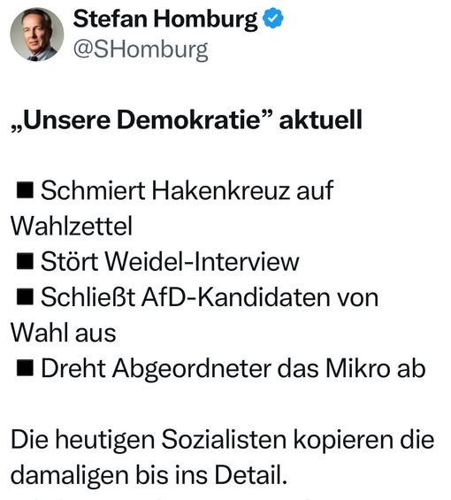 AmpelmannB's tweet image. 1. Laut StA sind Hakenkreuze auf Wahlzetteln evtl. legal, wenn sie von einem SPD-Mann stammen, politische Justiz par excellance: stuttgarter-nachrichten.de/inhalt.landtag…
2. Der Anschlag auf das Weidel-Interview war nur mit Billigung durch Polizei und ARD vorstellbar: bild.de/politik/inland…