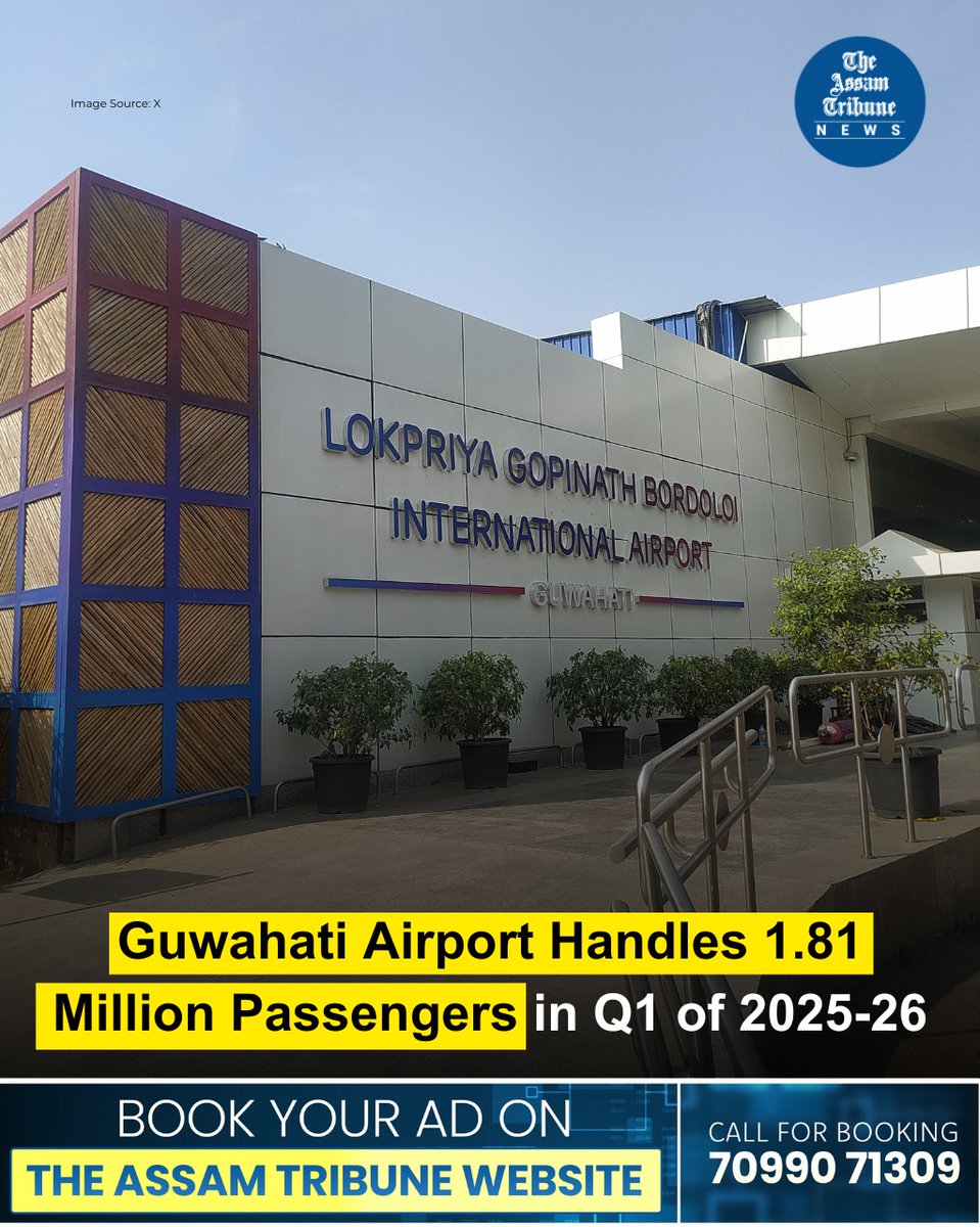 The Assam Tribune (@assamtribuneoff) on Twitter photo The number of aircraft movements rose to 12,470, registering an 11.41% growth over Q1 FY 2024–25. These figures underline LGBIA's growing significance as a key aviation gateway in Northeast India.
Read more: assamtribune.com/guwahati/guwah…
<a href="/GuwahatiAirport/">GUWAHATI INTERNATIONAL AIRPORT</a> <a href="/mygovassam/">MyGov Assam</a> The number of aircraft movements rose to 12,470, registering an 11.41% growth over Q1 FY 2024–25. These figures underline LGBIA's growing significance as a key aviation gateway in Northeast India.
Read more: assamtribune.com/guwahati/guwah…
<a href="/GuwahatiAirport/">GUWAHATI INTERNATIONAL AIRPORT</a> <a href="/mygovassam/">MyGov Assam</a>
