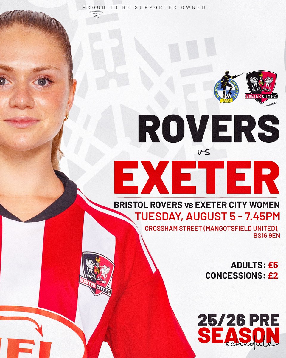 🗓️ An additional pre-season date for your diary!

We'll travel to <a href="/Official_BRWFC/">Bristol Rovers Women</a> on Tuesday, August 5 to face the Gas at Mangotsfield United's Crossham Street!

#ECFC