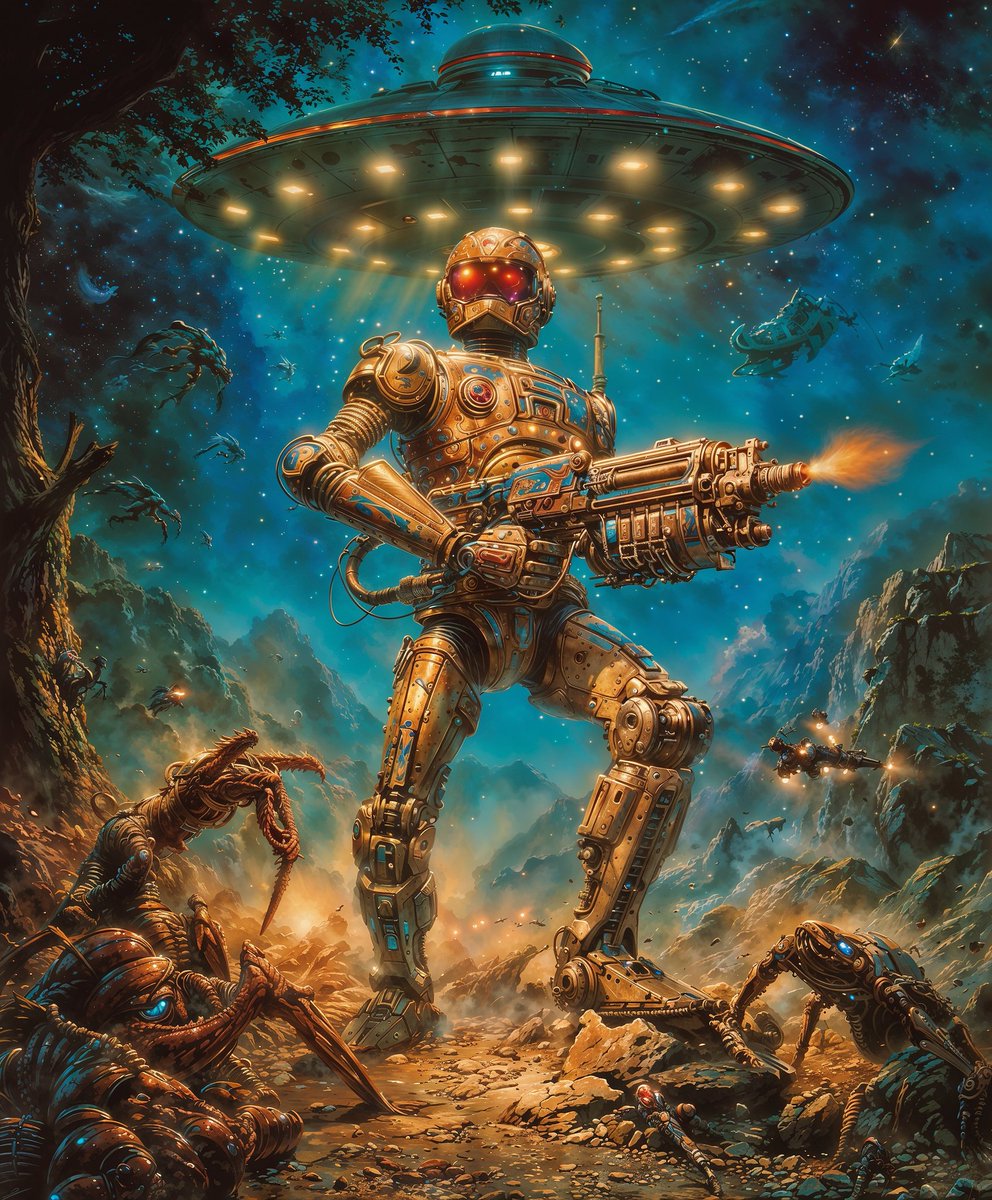 Gus_Artman_AI's tweet image. Happy Weekend from Another World 🤖👾👽🚀🛸