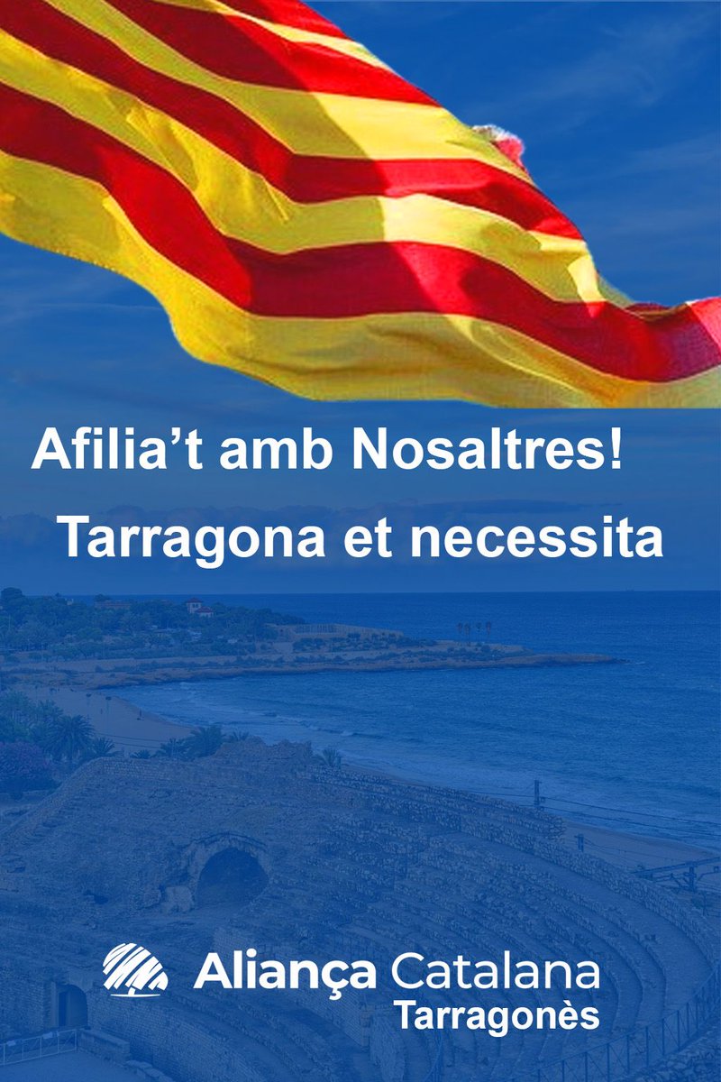 Jorditgn40's tweet image. Ets del tarragonès? Vols treballar pel teu municipi i per la comarca? Afilia't amb nosaltres.
Necessitem gent a cada municipi del tarragonès.
Tarragona@aliancacatalana.cat