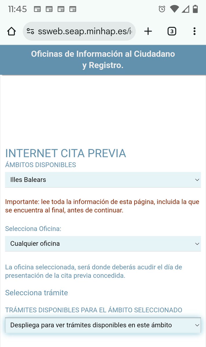 Antoni Martiàñez Lliteres 🏳️🌈 (@antonimartianez) on Twitter photo 🚫 El web per a demanar cita a <a href="/del_illes/">Delegación Illes Balears</a> del Govern espanyol només funciona en castellà.
📩 Ja he presentat instància amb base legal exigint una versió funcional en català.
Complir la llei no és opcional. Si el català no hi és, que l'hi posin. Continuam! 💪 🚫 El web per a demanar cita a <a href="/del_illes/">Delegación Illes Balears</a> del Govern espanyol només funciona en castellà.
📩 Ja he presentat instància amb base legal exigint una versió funcional en català.
Complir la llei no és opcional. Si el català no hi és, que l'hi posin. Continuam! 💪