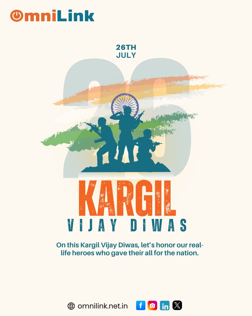 Honoring the brave heroes of the Kargil War on 𝗞𝗮𝗿𝗴𝗶𝗹 𝗩𝗶𝗷𝗮𝘆 𝗗𝗶𝘄𝗮𝘀. Their courage and sacrifice inspire us every day. Let’s remember and salute those who gave their all for our nation. Jai Hind! 🇮🇳 #KargilVijayDiwas #SaluteToHeroes <a href="/SpokespersonMoD/">Ministry of Defence, Government of India</a>