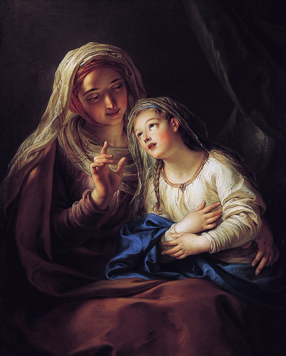 ¡Buenos días!
Según la tradición cristiana hoy se celebra el día de Santa Ana, Madre de María y abuela materna de Jesús de Nazaret.
Charles-Antoine Coypel, francés, pintó hacia 1735 "La educación de la Virgen María".
Está en el Museo de Arte de la Velocidad en Kentucky, EE UU.
+