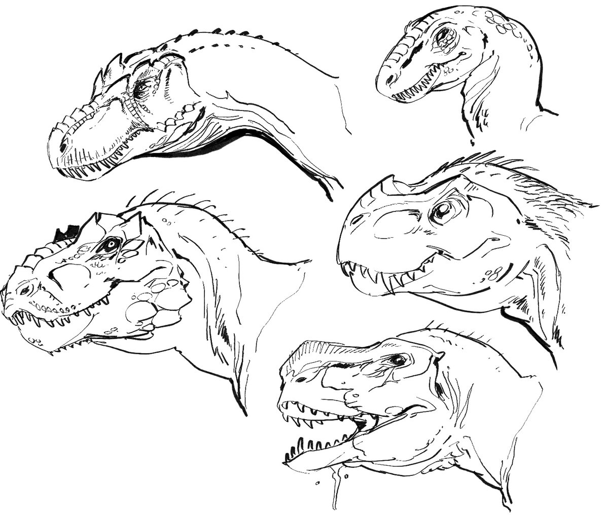 storm_spino's tweet image. Stylized T.rex heads, y’know for no reason at all