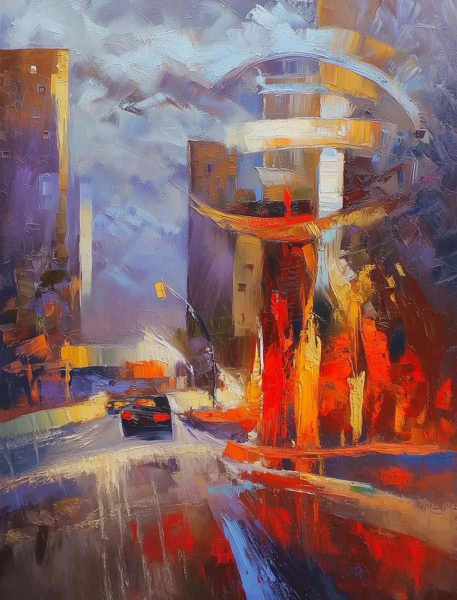 Gm friends! Happy Saturday! 

I want to share with you a work from my new "The City That Whispers" collection on <a href="/objktcom/">objkt</a> .

Through Headlight Haze
1/1, 15 tez