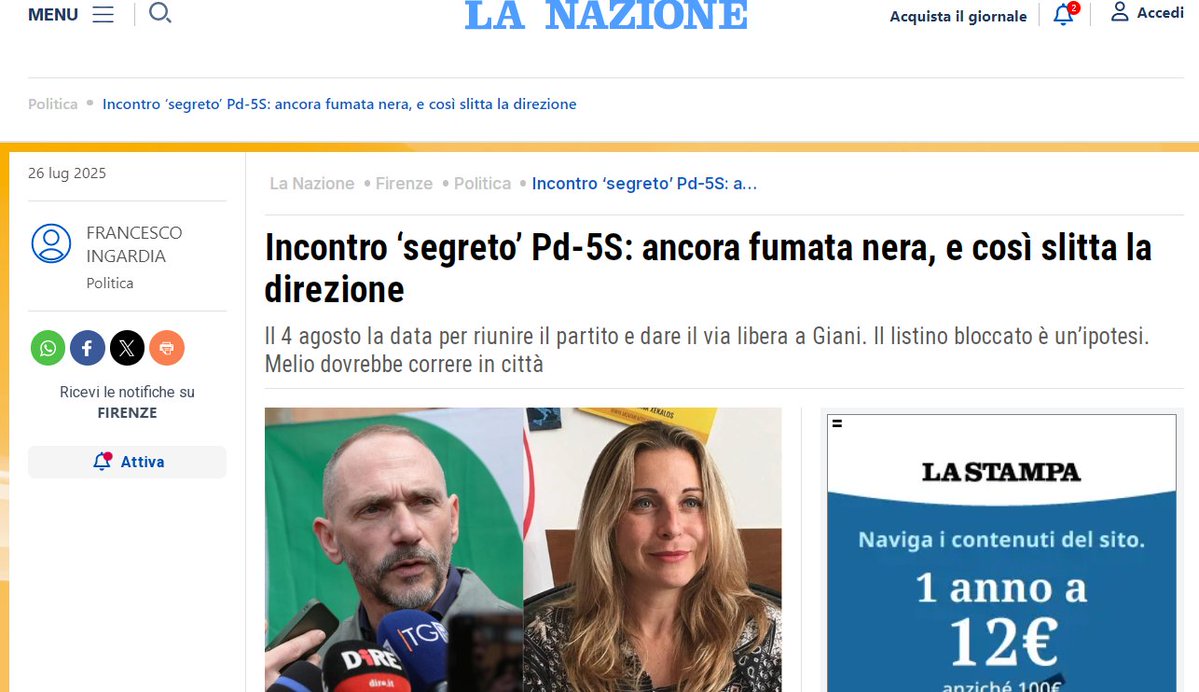 Siciliano X (@siciliano741) on Twitter photo La Toscana non riguarda solo i nostri amici toscani ma tutti noi.
Chi ama il M5S non può accettare di sostenere un sodale di Renzi in alleanza con Renzi, è 100 volte peggio del governo Draghi.
Fatelo capire a <a href="/GiuseppeConteIT/">Giuseppe Conte</a> è in gioco la nostra pur breve storia
#26luglio La Toscana non riguarda solo i nostri amici toscani ma tutti noi.
Chi ama il M5S non può accettare di sostenere un sodale di Renzi in alleanza con Renzi, è 100 volte peggio del governo Draghi.
Fatelo capire a <a href="/GiuseppeConteIT/">Giuseppe Conte</a> è in gioco la nostra pur breve storia
#26luglio