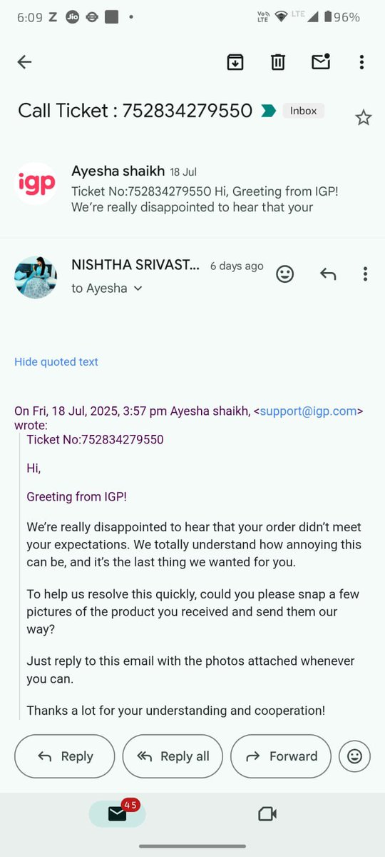 RashmiRajj's tweet photo. @IGPcom @jagograhakjago 

I ordered Rakhi n I got broken rakhi which is fine 
But why u aren’t returning or refunding it?
It’s been days am calling n having convo with ur ppl but they r just procrastinating with another date every day?
What unprofessional behaviour is that? https://t.co/2jbcSoe4Zy