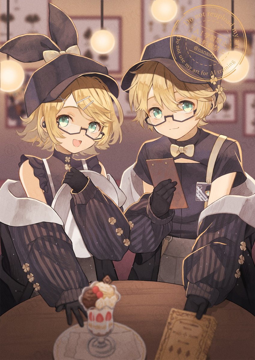 nanairoiro_art's tweet image. カフェリンレン #鏡音リン #鏡音レン