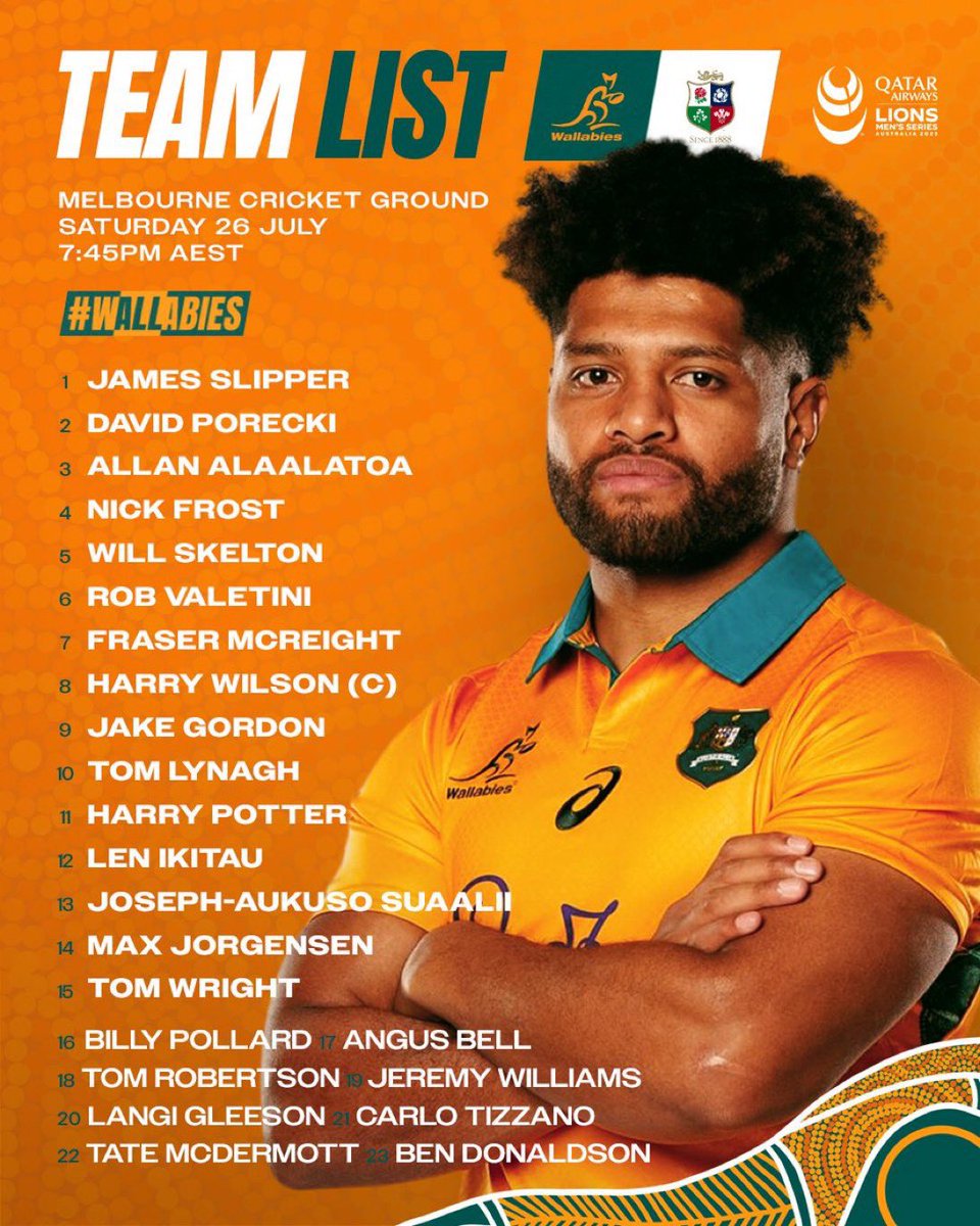 RugbyEng's tweet photo. 🦁 The two sides for this MASSIVE Test match at the MCG in Melbourne.
Good luck @lionsofficial.
💯% behind you. THIS FEELS HUGE. This matters. Front up, fight fire with fire, aggressive control, precise handling and finish your chances.
#Lions2025 #SeaOfRed #AUSvLIO https://t.co/VlSReCAOyM