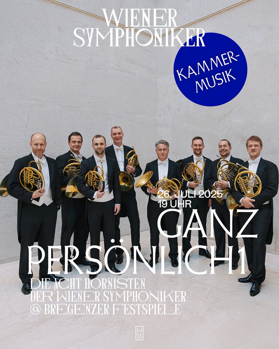 Heute spielen die 8 Hornisten der Wiener Symphoniker unser erstes Kammermusik-Konzert im Rahmen der gefeierten „ganz persönlich“-Reihe der Bregenzer Festspiele.

19 Uhr im Seestudio des Festspielhaus - nicht verpassen!

📷 Wiener Symphoniker / David Payr