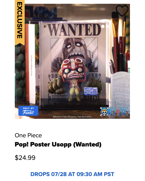 funkofinderz's tweet image. 🔥🏴☠️ The Funko Exclusive One Piece Usopp (Wanted) Pop! Poster drops this Monday, July 28th at 9:30AM PT! #Ad #OnePiece
👉 finderz.info/457DYC6