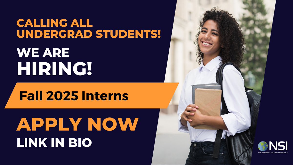 MasonNatSec's tweet image. Looking to break into the national security field? Apply today: nationalsecurity.gmu.edu/career-opportu…
NSI Fall 2025 interns support various policy programming efforts, including events, publications, and Congressional outreach, and a wide range of operational and logistical tasks.
Could…