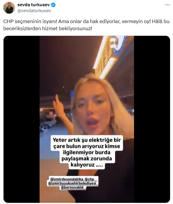 AKP'li Sevda Türküsev, elektrik dağıtım görevinin belediyeye ait olduğunu zannederek CHP'li belediyeyi eleştirirken rezil oldu.