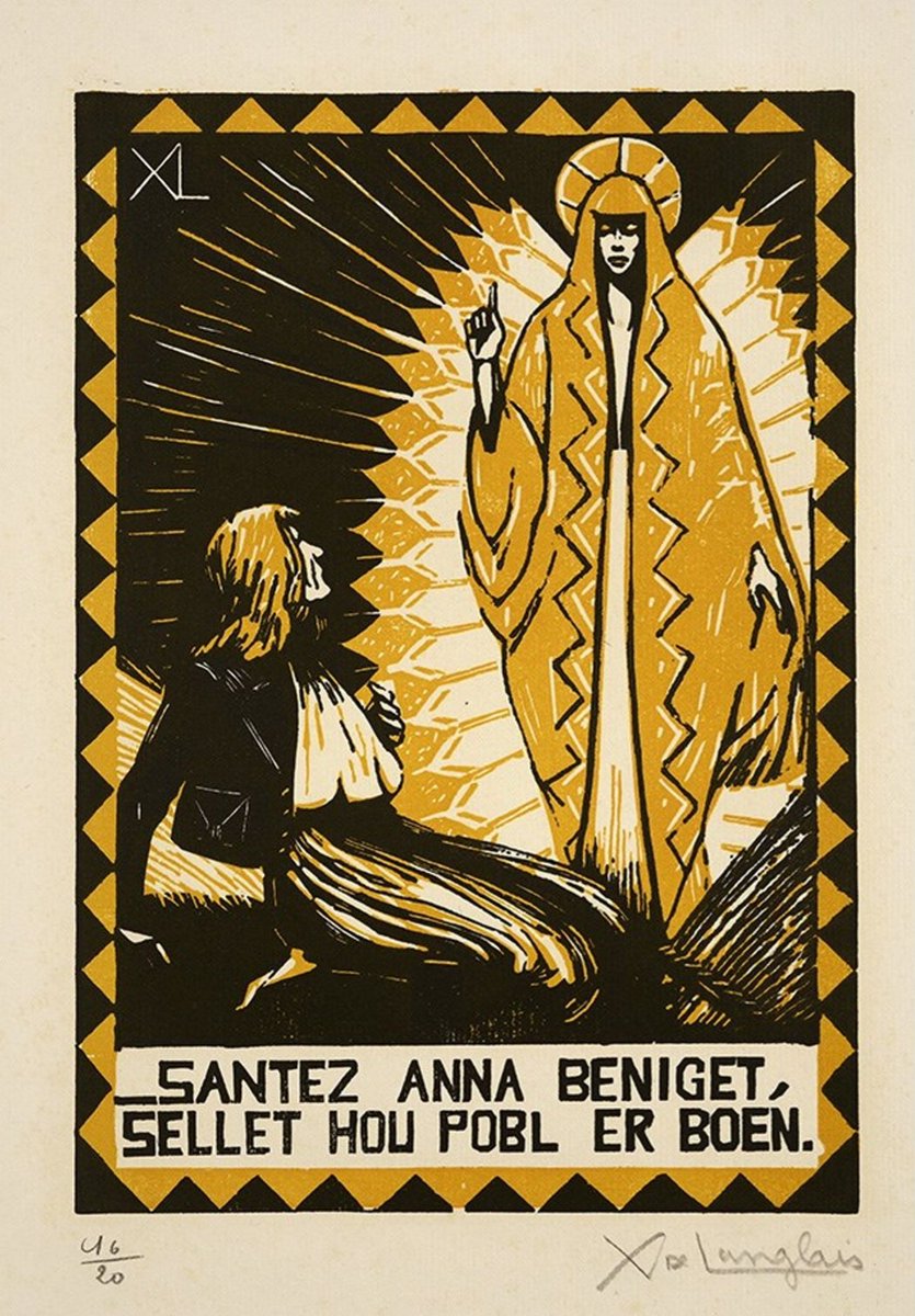 Yann2229354456's tweet image. Gouel Santez Anna, patronez #Breizh anezhi, emañ hiriv
(Skeudenn eus 1928 gant Xavier de Langlais, 32,4 x 25 cm. Mirdi Breizh, Kemper)