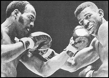 20thCentBoxIMM's tweet image. In their first meeting, on July 26, 1977, Matthew Franklin (Not yet Matthew Saad Muhammad) TKO's Marvin Johnson (left) in the 12th round, at The Spectrum in Philadelphia, to win the vacant NABF Light Heavyweight Championship.
From Philly Boxing History:
"Matthew Saad Muhammad…