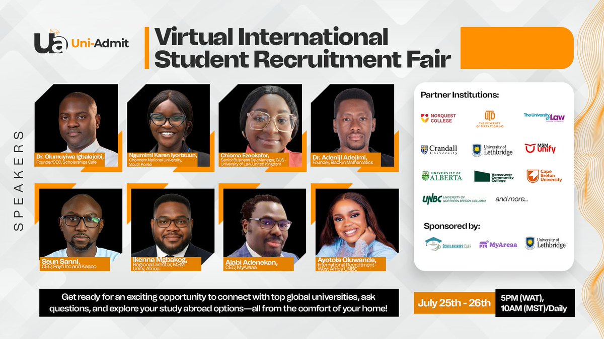 UniAdmit's tweet image. Yesterday was amazing, with attendees joining us from 84 countries! Hosting the recruitment fair virtually truly promoted inclusivity and made it possible for students worldwide to participate.

Today, we are excited to wrap up the event with institutions from Canada and South…