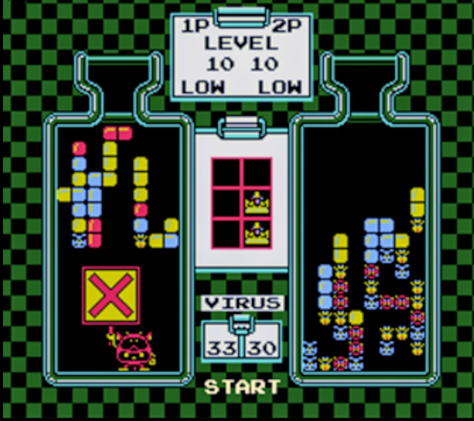 fami_maga2's tweet image. 『ドクターマリオ』は、1990年7月27日に任天堂よりファミコンで発売
ドクターとなったマリオの研究室のビンに発生した3種類のウィルスを、次々と投げ入れるカプセルを使って退治しろ。ウィルスは同じ色のカプセルを縦か横に4個以上並べると消える。2人で対戦が楽め簡単なのに奥が深い名作パズルゲーム