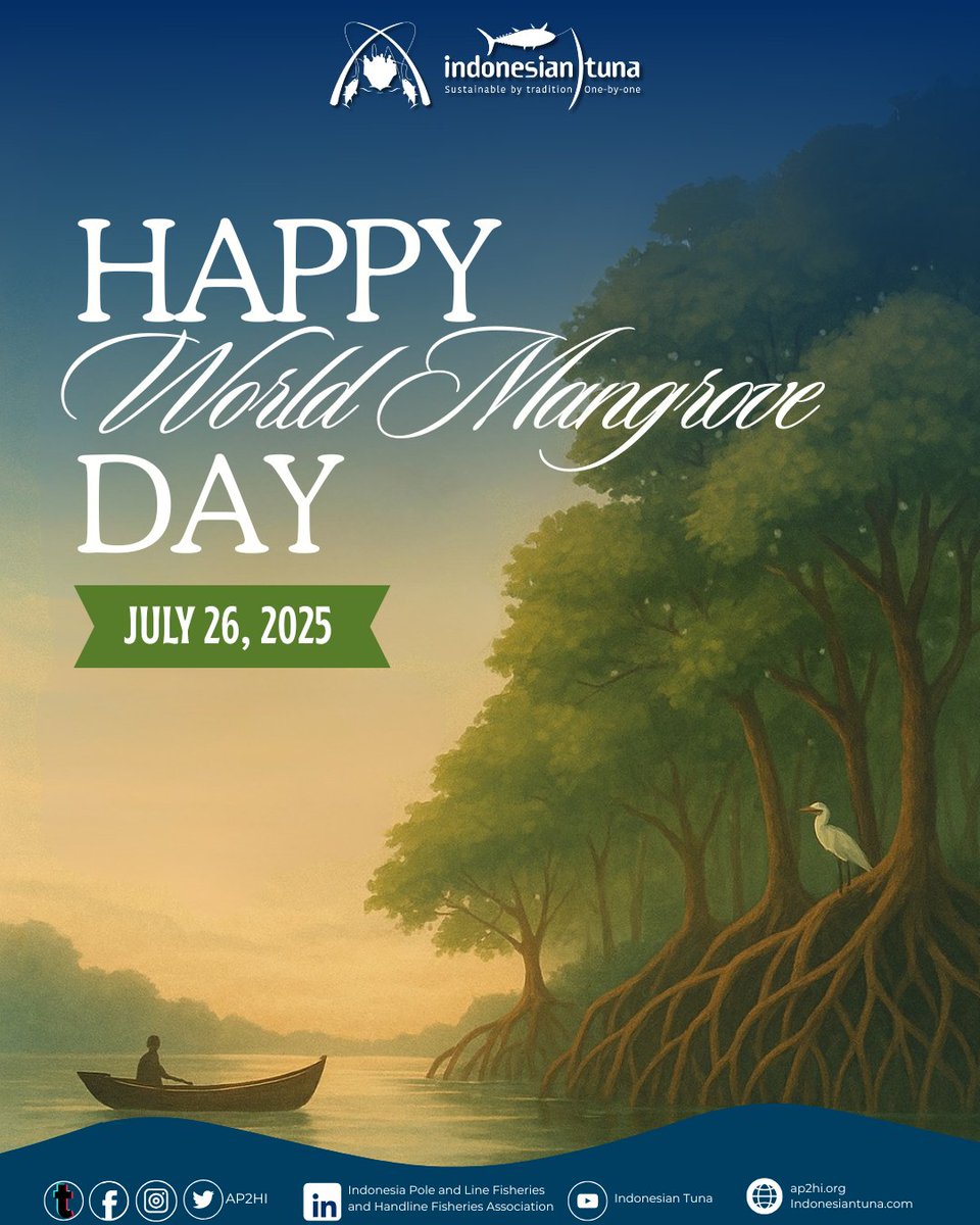 Tuna don’t grow up in mangroves.
But without mangroves, tuna may not survive.

Mangroves are nurseries for small fish like anchovies &amp; sardines—crucial in the food chain.

Protect the roots, protect the ocean.
🌱 #WorldMangroveDay #SustainableFisheries #AP2HI
