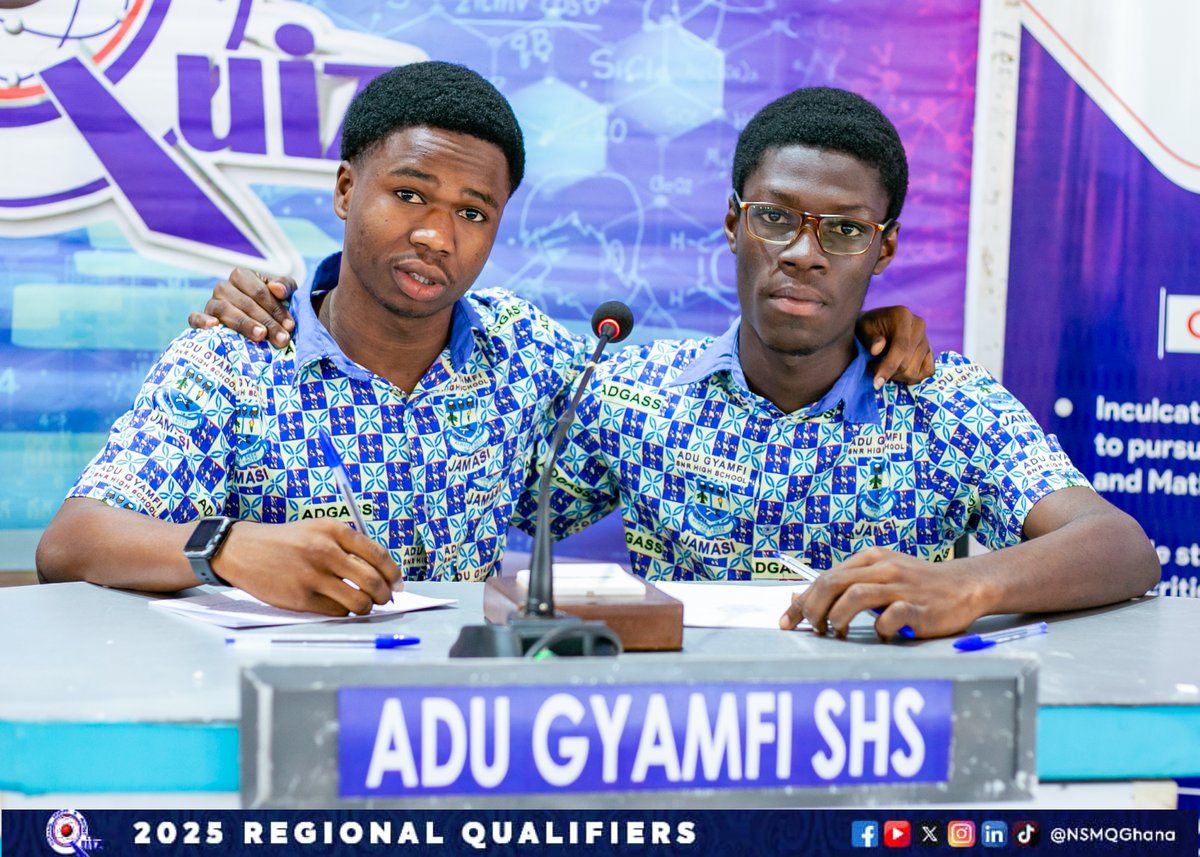 NSMQGhana's tweet image. ASHANTI:
In our first contest, we have:
St. Louis SHS
Adu Gyamfi SHS
Effiduase SHCS
#NSMQRegionals #NSMQ2025 #Primetime