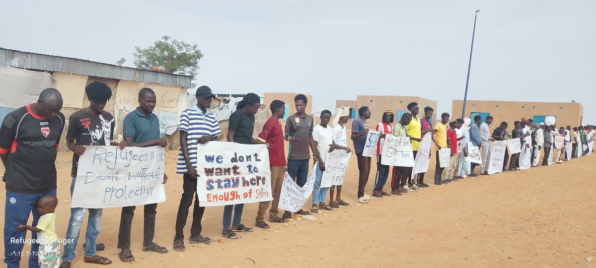Mayor_khalil's tweet image. The peaceful vigil for refugees in the Agadez camp, demanding security and a decent life that was not available in the camp, enters its 307th day in a row, so why does the world ignore us, we are victims of a war from ? Where is humanity heading to? We are suffering