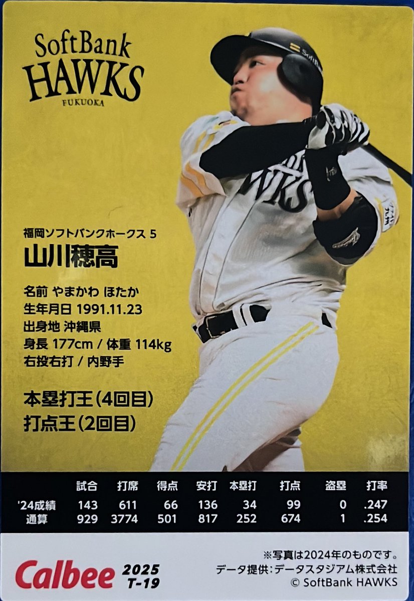 calbee1973oji's tweet image. 2025 T-19
山川穂高(ソフトバンク)

#プロ野球チップス