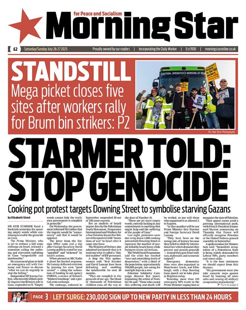 CPBritain's tweet image. Get your copy of this weekend’s @M_Star_Online 🗞️🚩
Or read and subscribe online at morningstaronline.co.uk 📱💻