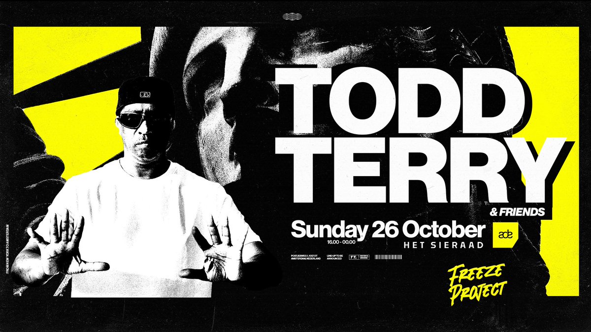 Todd Terry (@djtoddterry) on Twitter photo <a href="/djtoddterry/">Todd Terry</a> & Friends: <a href="/FreezeRec/">Freeze.Records</a> Project <a href="/ADE_NL/">AmsterdamDanceEvent</a> #Amsterdam is back at Het Sieraad by Night 4PM-11PM Sunday 26 October 2025 TIX HERE: shop.paylogic.com/ec75b5a0979749… <a href="/djtoddterry/">Todd Terry</a> & Friends: <a href="/FreezeRec/">Freeze.Records</a> Project <a href="/ADE_NL/">AmsterdamDanceEvent</a> #Amsterdam is back at Het Sieraad by Night 4PM-11PM Sunday 26 October 2025 TIX HERE: shop.paylogic.com/ec75b5a0979749…