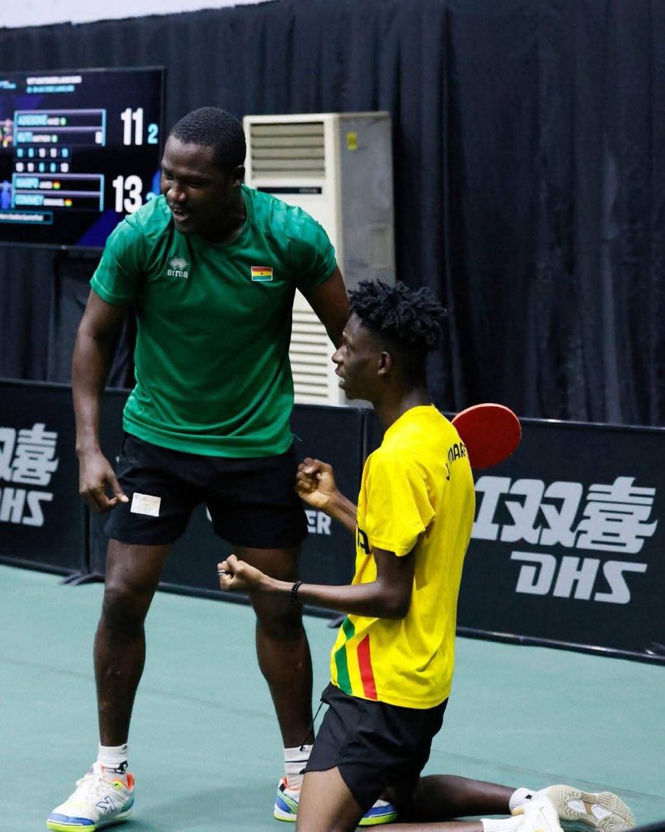 garyalsmith's tweet image. Emmanuel Commey and James Marfo have become the first Ghanaian doubles pair to reach the semis of a World Table Tennis championship.
Commey: “We feel excited to have reached the semi-finals of this WTT event. We hope to continue our momentum and make it to the finals.”