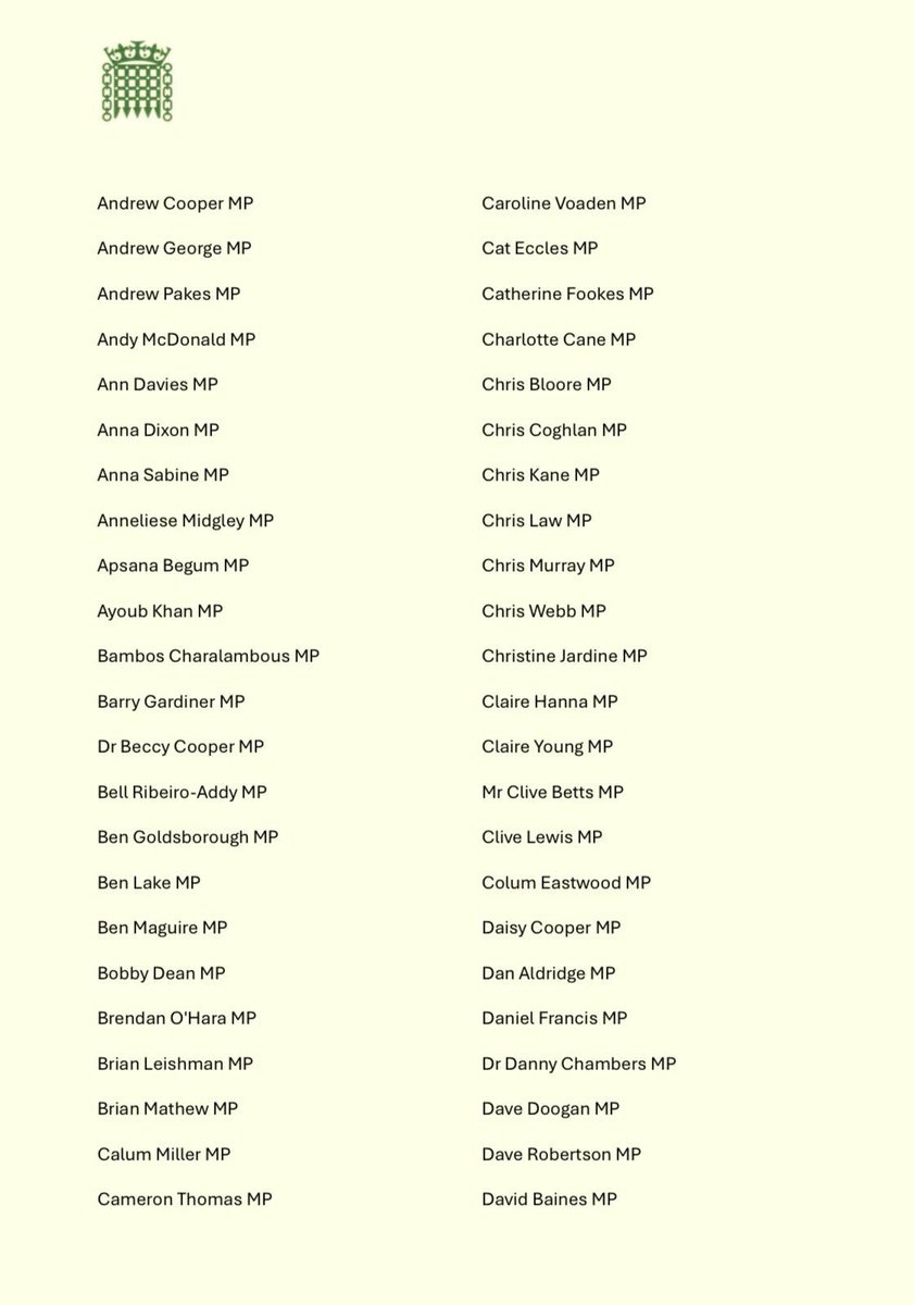 JGerrings's tweet image. A list of British MPs prepared to turn their back on the most important friend in the Middle East, Israel, for a few Muslim votes. These MPs want to recognise a terrorist Muslim extremist regime.
The letter suggests recognising Palestine will encourage a two state solution. This…