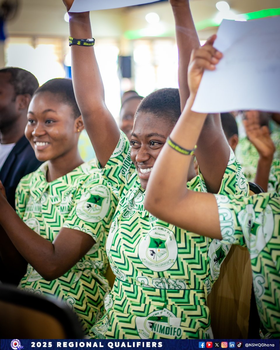 NSMQGhana's tweet image. ASHANTI:
End of Round 1
Effiduase SHCS: 22pts
St. Louis SHS: 21pts
Adu Gyamfi SHS: 19pts
#NSMQRegionals #NSMQ2025 #Primetime