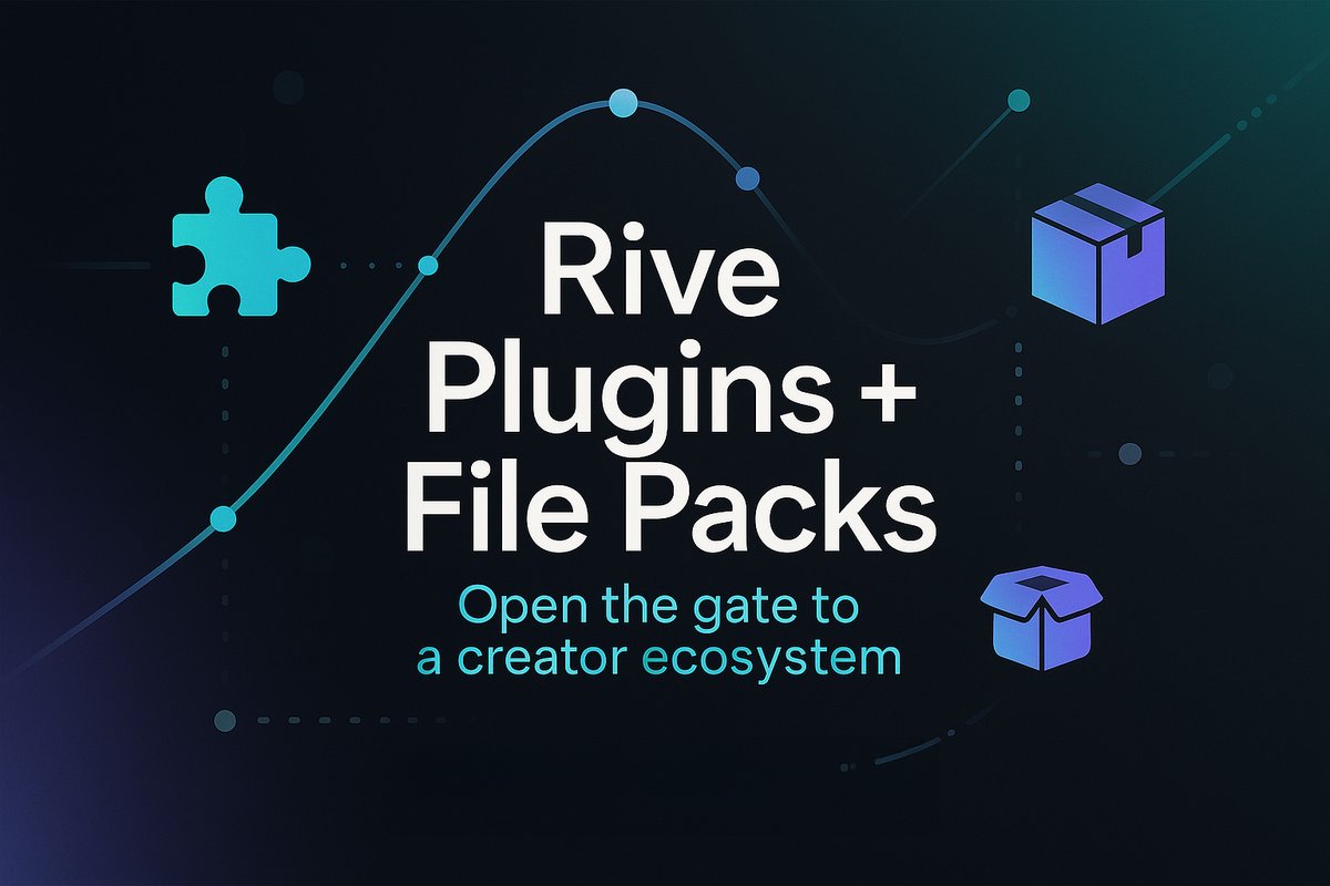Hey <a href="/rive_app/">Rive</a>  team, I don't know if this is in your future plans, but I need to say: 
We need PLUGIN support and RIVE FILE PACKS ecosystem! 

I believe this is something that everyone can agree on:
Rive has huge potential, but currently, it doesn't generate revenue unless you're