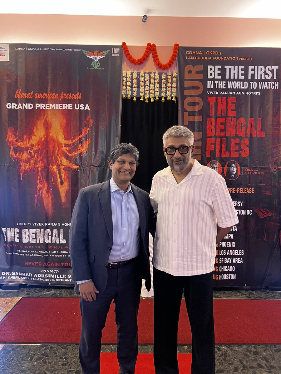 vivekagnihotri's tweet image. Thank you Senator @jay_chaudhuri for being there at the grand premiere of #TheBengalFiles in Raleigh. It was indeed a pleasure to see your parents watching the movie and sharing the pain of Bengal which is every Indian’s pain.