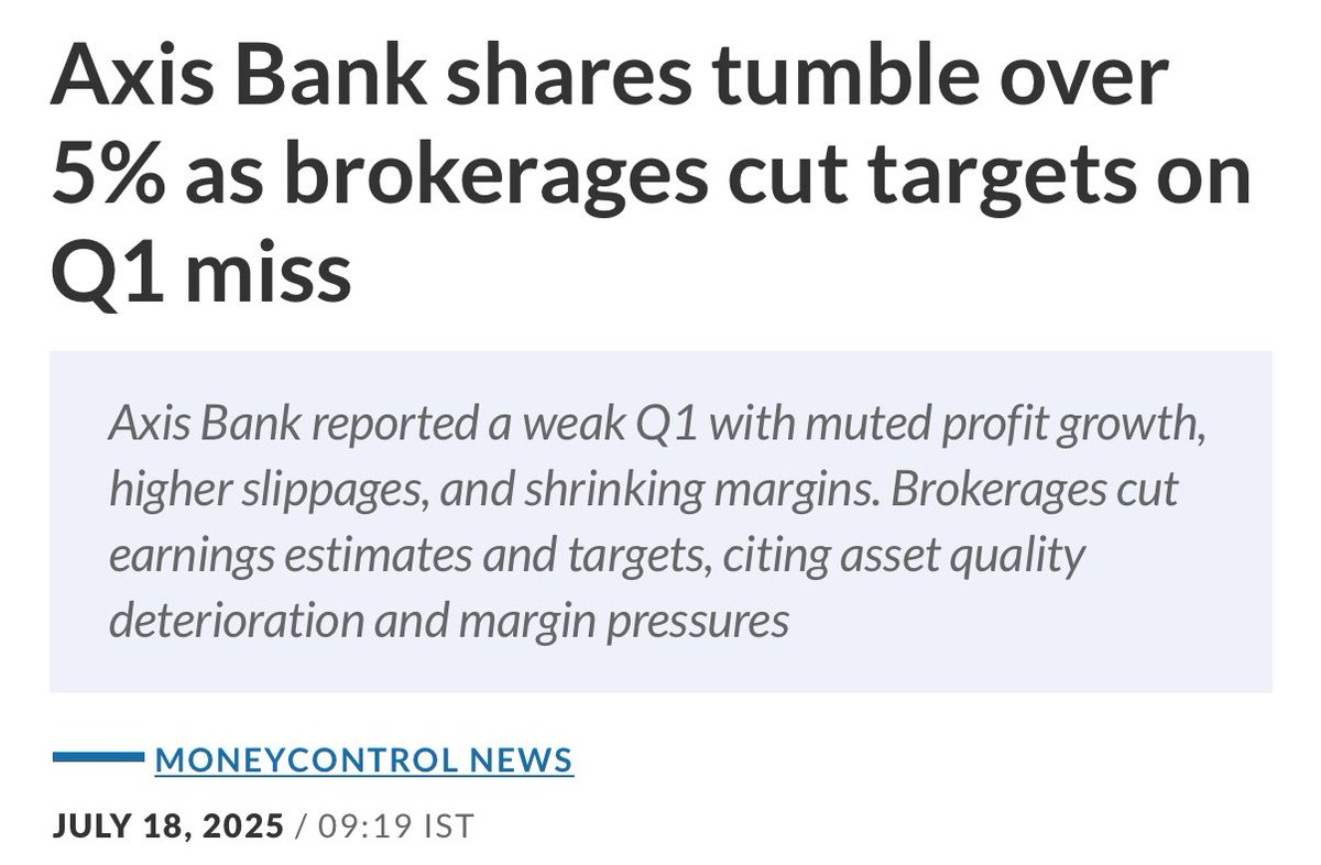 WithRitesh's tweet image. Axis Bank fell 5% on its numbers.
Kotak Mahindra will face similar fate?