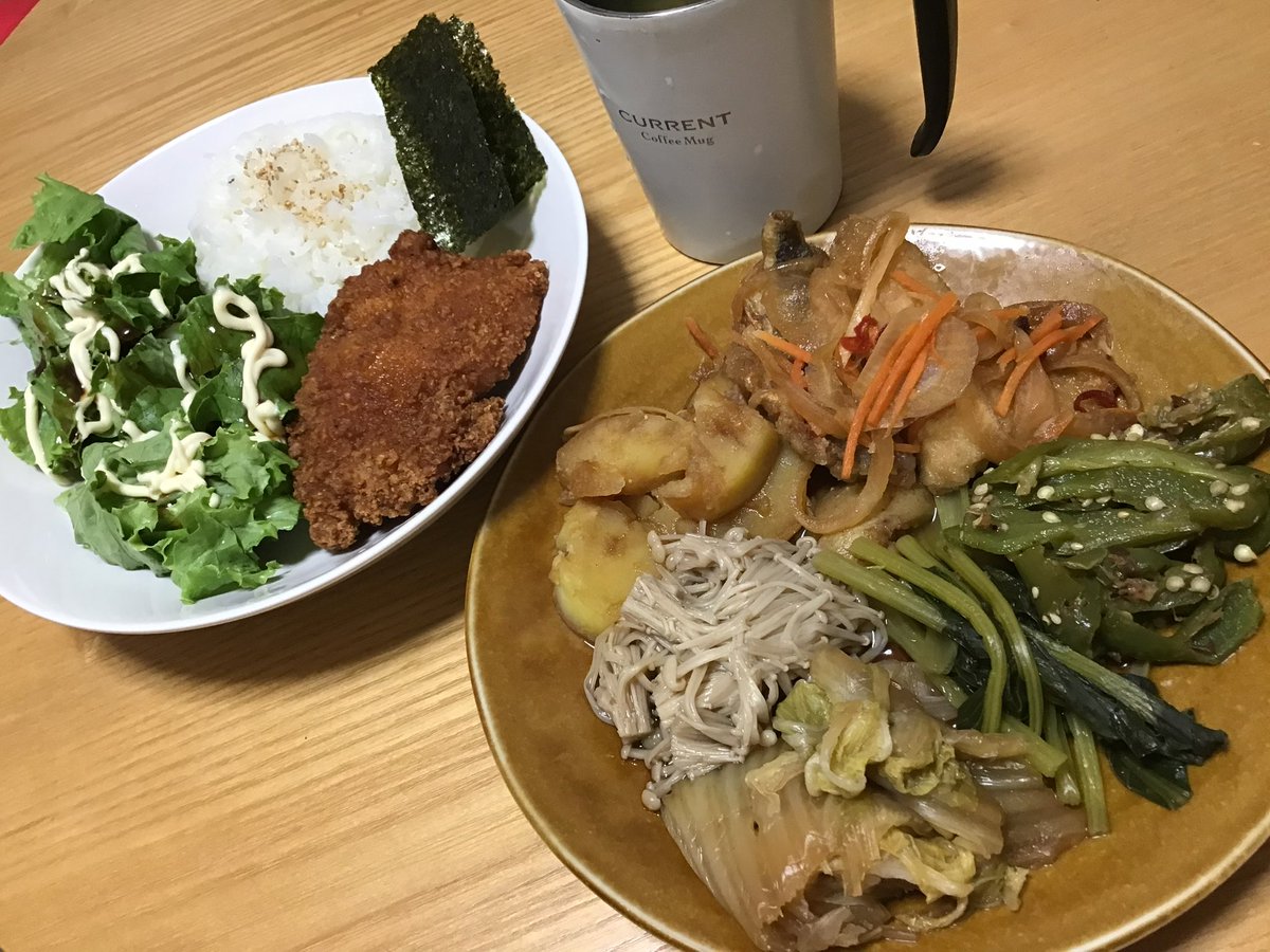 COPPAMIZINKO's tweet image. 昨日と今日の晩御飯 一人暮らしの割には品数は多いかなぁと
いつも思ってるー