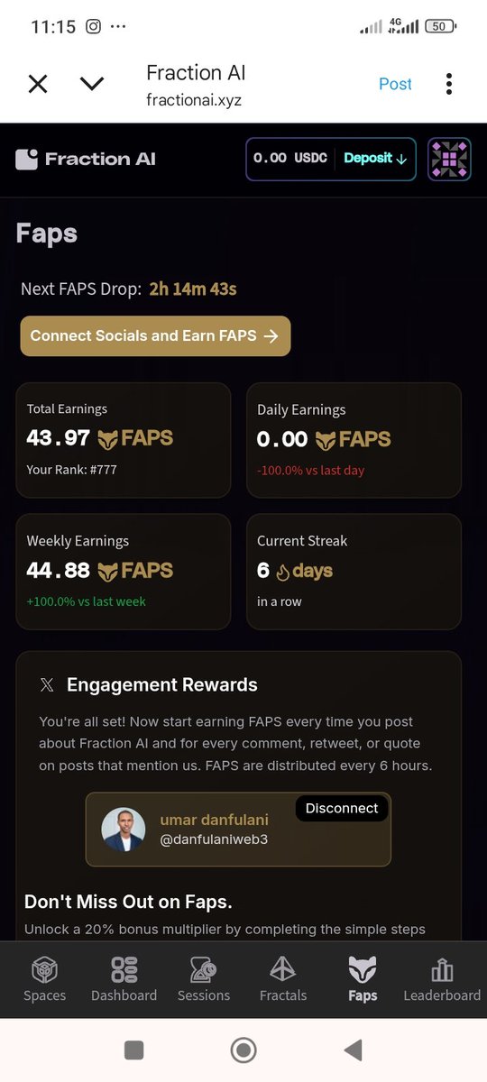 danfulaniweb3's tweet image. Day 6 on @FractionAI_xyz I have 43 $faps
How many points you get?
Engaged in any post about @FractionAI_xyz, repost and comment to get more points