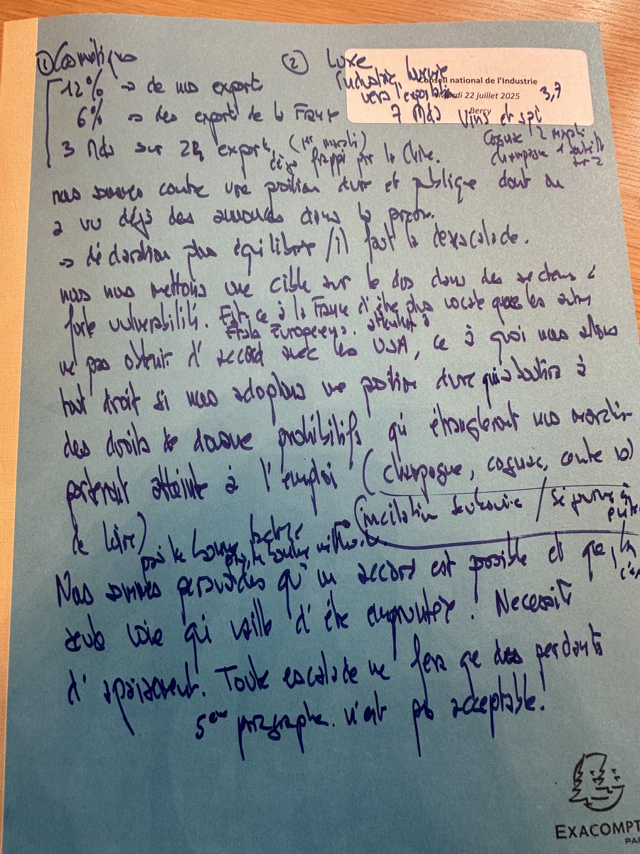 MA_Jamet's tweet image. Au conseil national de l’industrie, je dis @FerracciMarc que ne pas obtenir d’accord avec les USA par une position dure de l’Europe aboutira à une guerre commerciale perdue d’avance vs USA, à des droits de douane prohibitifs, à des milliers de chômeurs, à un désastre.