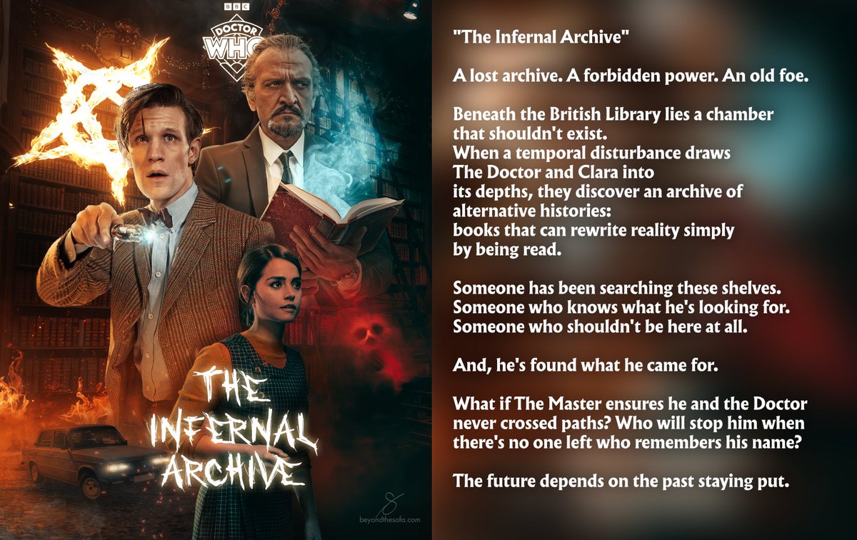 PurpleArchiveDW's tweet image. With a synopsis to boot, The Eleventh Doctor battles... the Master!
@sp_mellor presents The Infernal Archive!
#DoctorWho #NDCM