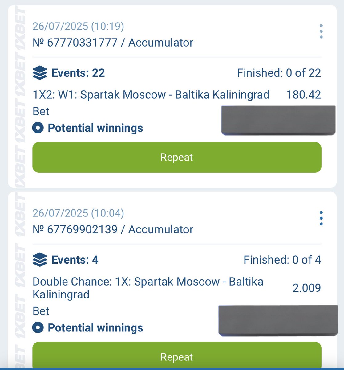 1xbet odds!!!

1st code >>  JKQVF  ( 180+ odds )

2nd code >> F34VF  ( Double Up )

register and stake here >> cropped.link/oddsvillage

promocode >> ODDSVILLAGE
