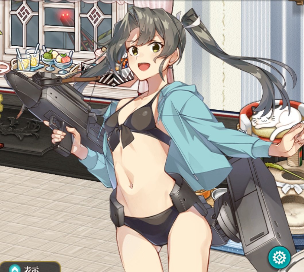 sakamalh's tweet image. 改は水着の色が違って髪型がいつものだぞー(∩´∀｀)∩