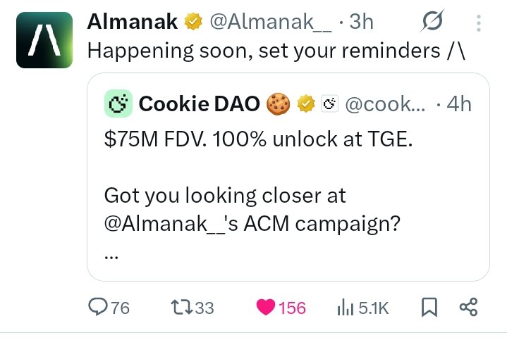 ElohorCaleb's tweet image. 🚨 @Almanak__ will have $75M minimum FDV with 100% unlock at TGE🤯🥹
We had fun and laughed this morning...Now let's talk about something serious🤯🤯🤯
So many of you are about to miss out on an amazing opportunity.
@Almanak__ will have $75M minimum FDV with 100% unlock at…
