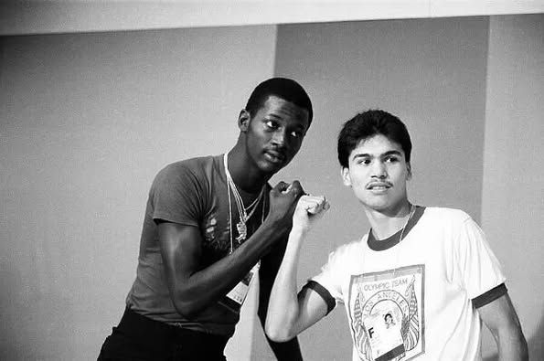20thCentBoxIMM's tweet image. Mark Breland and Paul Gonzales (light flyweight) dreaming of Gold, on July 26, 1984, in Los Angeles for the Summer Olympic Games.
Both would win the Gold Medal for the USA.