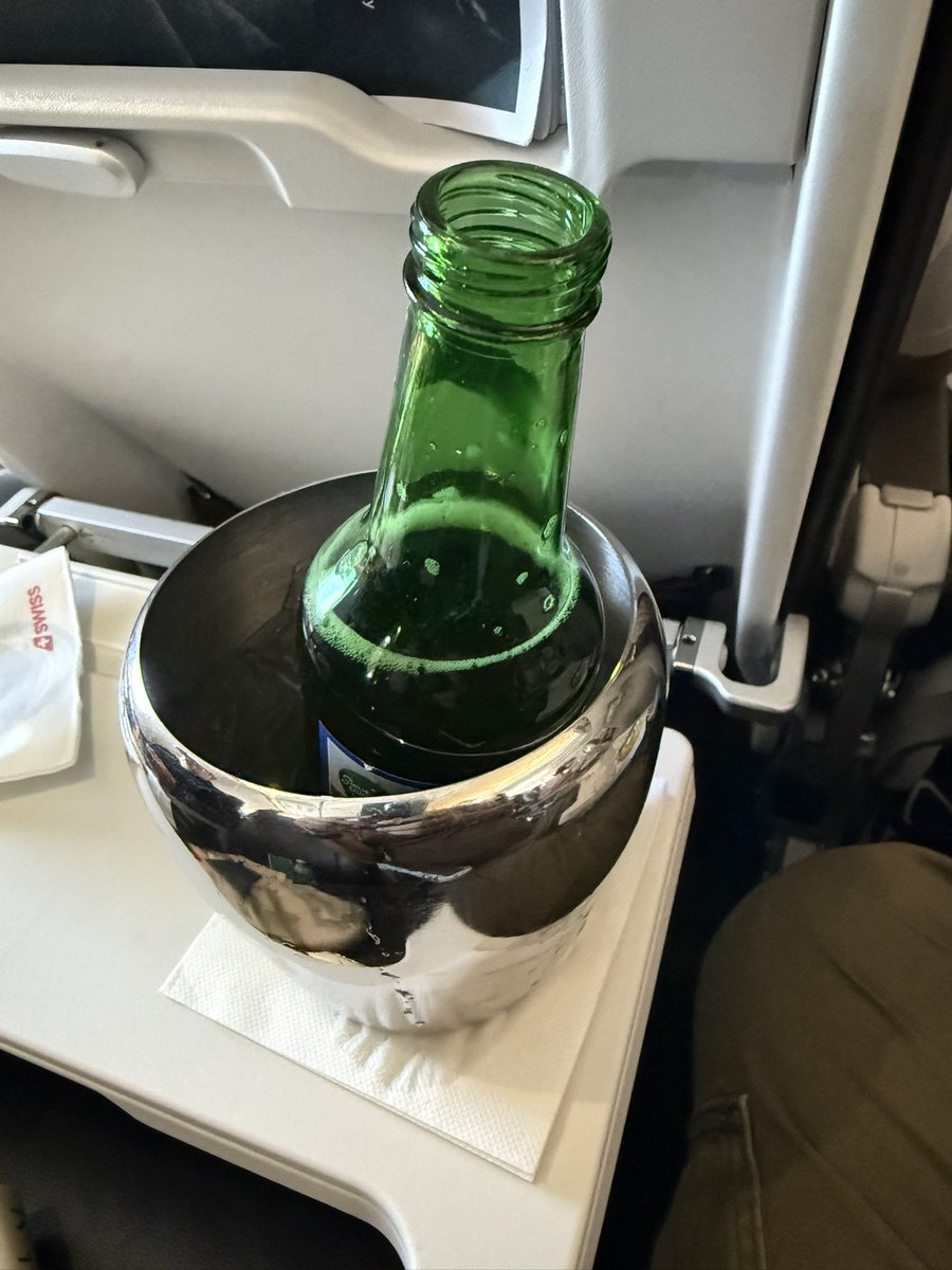 iambiversive's tweet photo. When you request the Swiss for extra cold beer #swissair https://t.co/pa6iyowkLQ