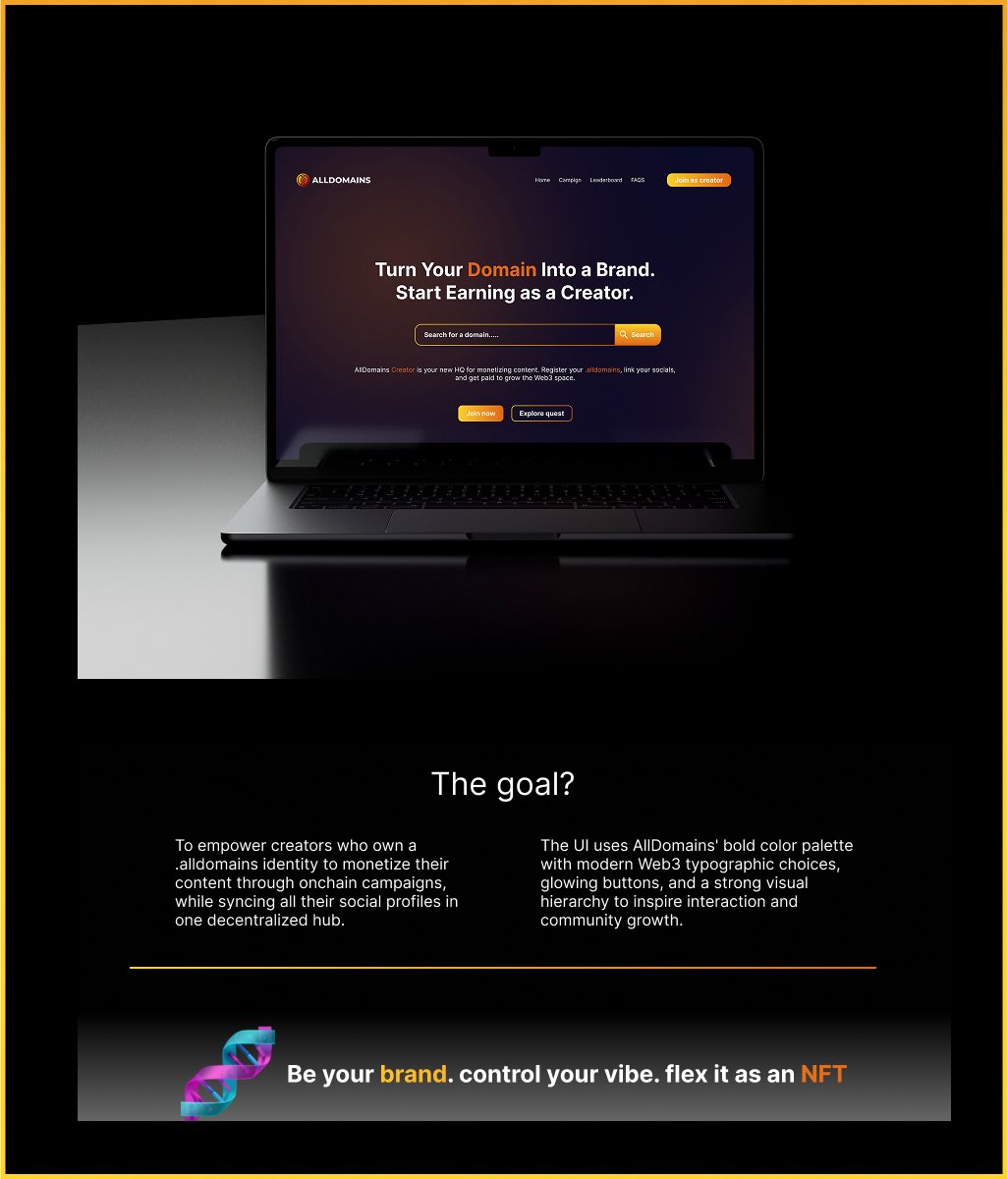 spidersol_'s tweet image. What if @AllDomains_ had their own creator websites? 👀
Spidernation introducing a simple drafted AllDomains Creators Page — a hub where every Web3 domain becomes your personal media studio.
📍 Link socials
📍 Track campaigns
📍 Earn from content
📍 Leaderboard
📍 Own your…