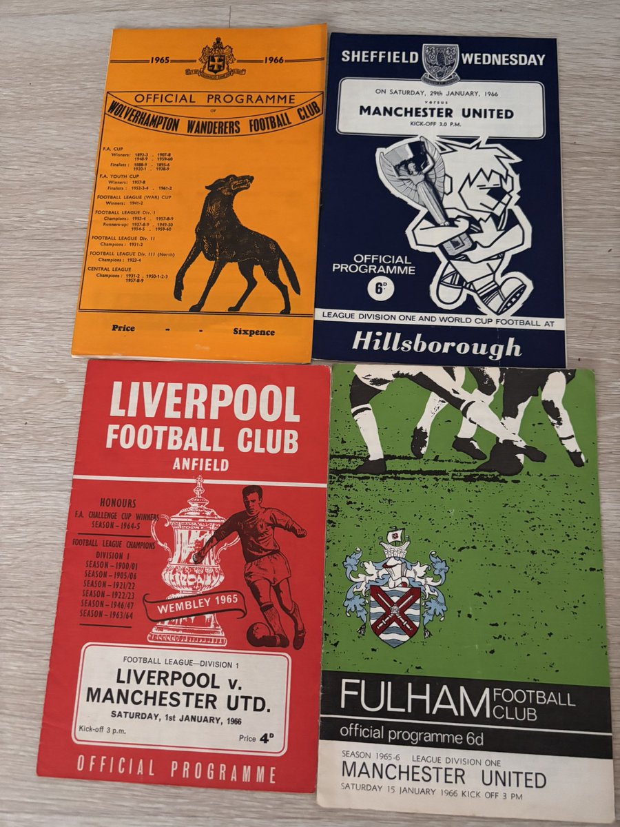 MUFCMemorabilia's tweet image. Manchester United 1960s away Programmes
£0.50 each
Excluding postage