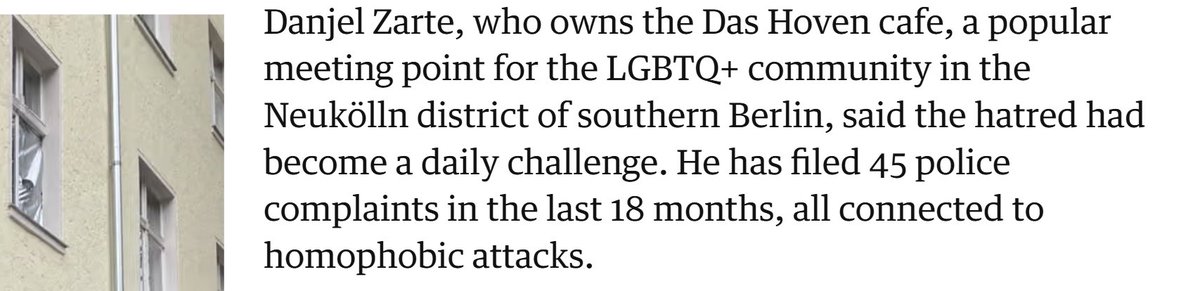 AndrewHammel1's tweet image. The Guardian wants us to be believe that it's German right-wing extremists who are attacking a gay pub *in Neukölln*. "We don't yet know who burned down the Nazi bookstore in Tel Aviv, but of course Transnistrian irredentists must be our prime suspects." theguardian.com/world/2025/jul…