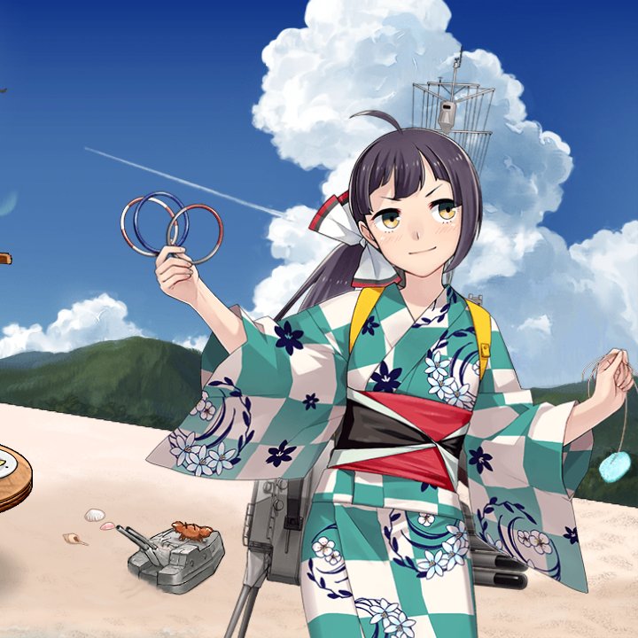 suikun98's tweet image. 浴衣藤波改二・中破
比較用に
未改装浴衣藤波・中破