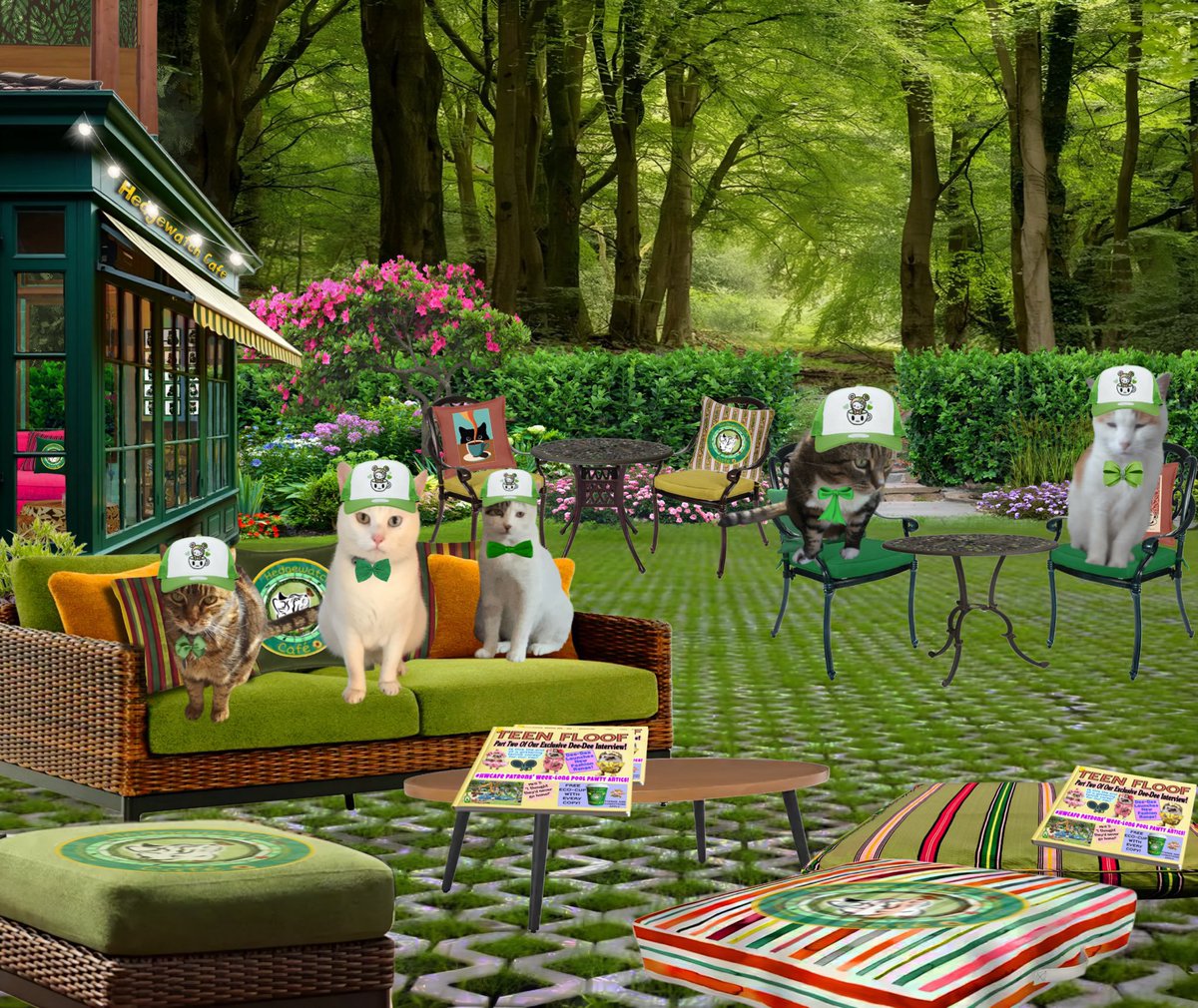 Relaxing and catting sorry chatting about the latest mews. #hwcafe