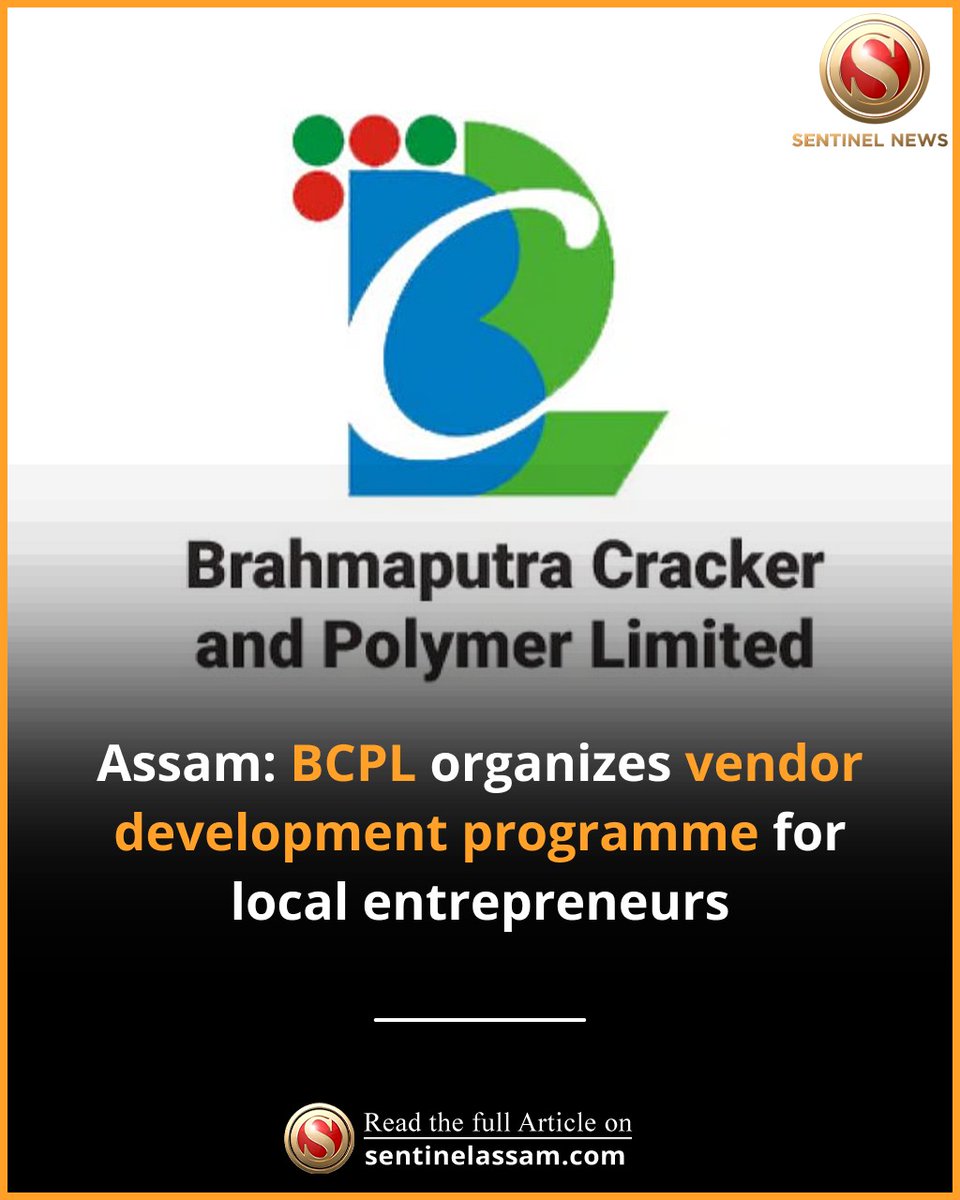 Sentinel_Assam's tweet image. In a significant move to strengthen its engagement with the local business ecosystem, Brahmaputra Cracker and Polymer Limited (BCPL) organized a vendor development programme on Thursday.
Read more: sentinelassam.com/north-east-ind…
#thesentinel #BCPL #Dibrugarh